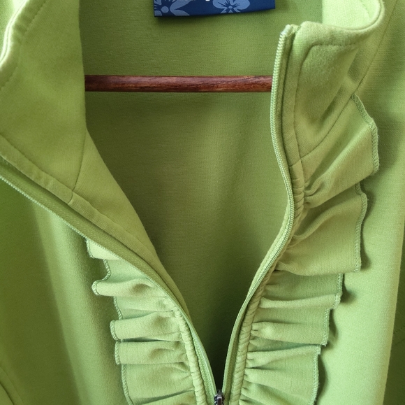 Susan Graver zip front jacket with cascading ruffle L - Picture 4 of 7